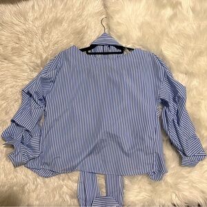 Blouse with blue and white stripes